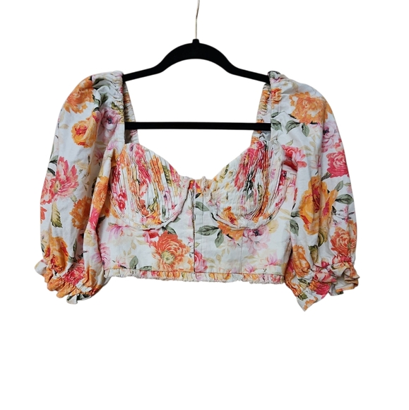 For Love And Lemons Tops - For Love & Lemons Peony Linen Blend Cropped Top Blouse Sz M Womens